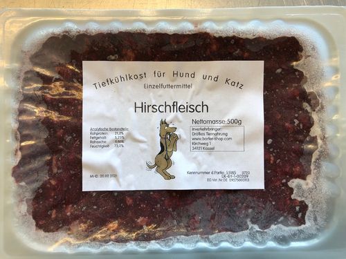 Hirsch roh, 500 g - Schale