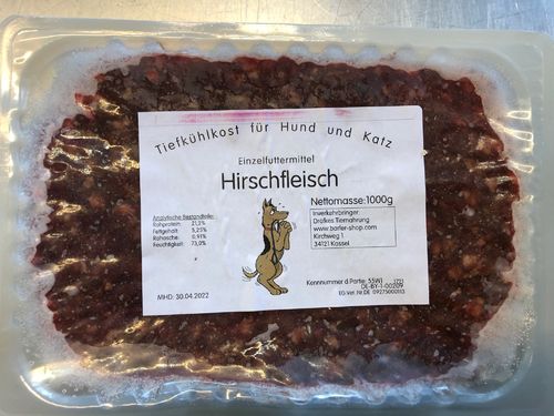 Hirsch roh, 1 kg - Schale