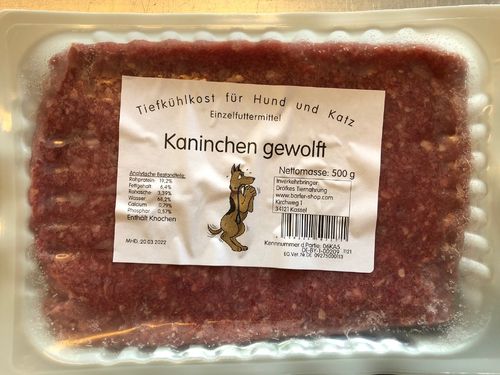 a-Kaninchenfleisch, gewolft - 500 g - Schale